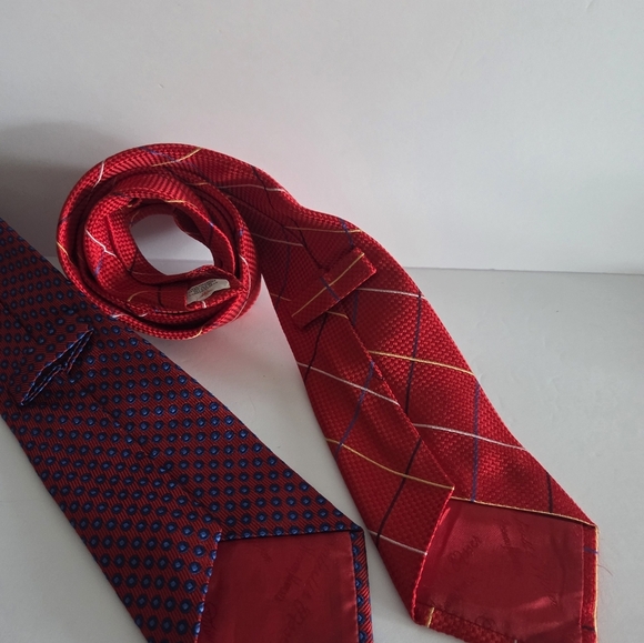 VTG Neiman Marcus Elegant Red and Purple Men's Ties Lot Of 2 - Picture 6 of 9